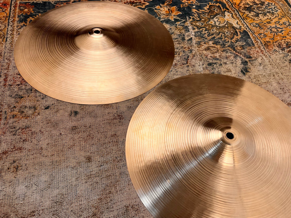 1960s Vintage Zildjian 14” Hihats PAPER THIN 732 768 g CLEAN! Light Complex! RINGO! Hand Hammered!