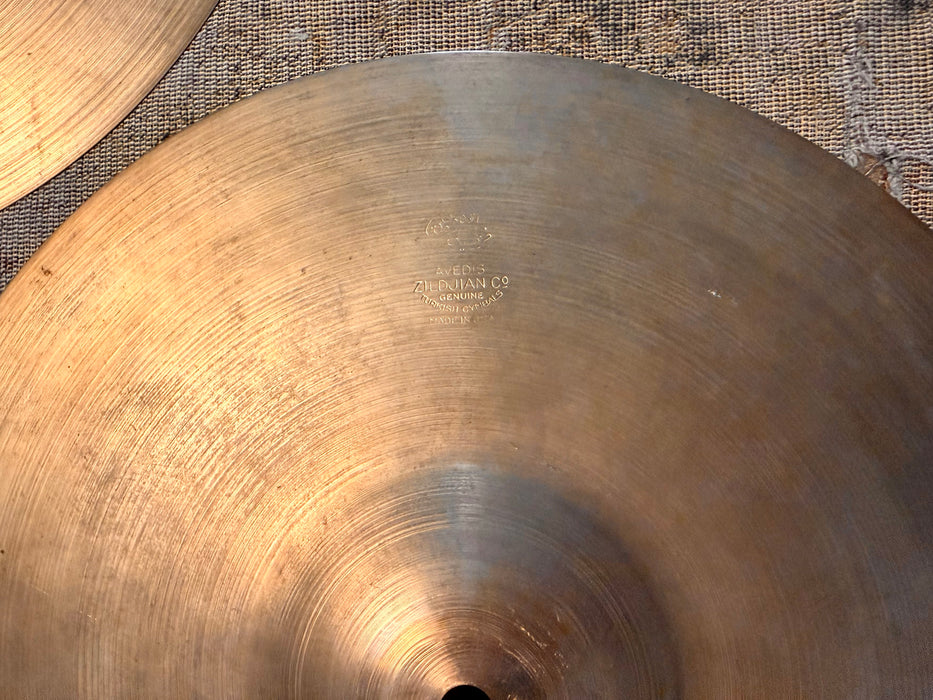 RARE Vintage 1940s Trans Stamp ZILDJIAN PAPER THIN 12” Hihats 442 464 g EXTREMELY THIN! Whispy!