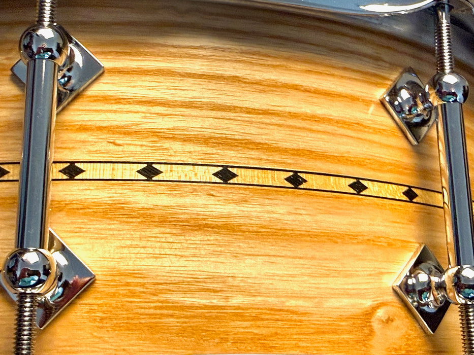 UNIQUE CRAVIOTTO Private Reserve SOLID ASH Snare Drum with Diamond Inlay! 5.5” X 14” STUNNING! Mint!