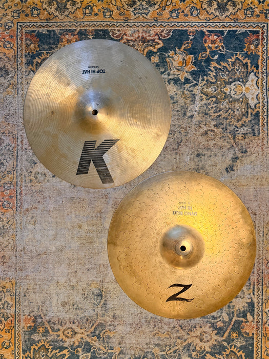 RARE 1980s EARLY VERY DARK Zildjian K/Z COMBO 14” Hihats GADD esque! 1010 1258 g CRISP!