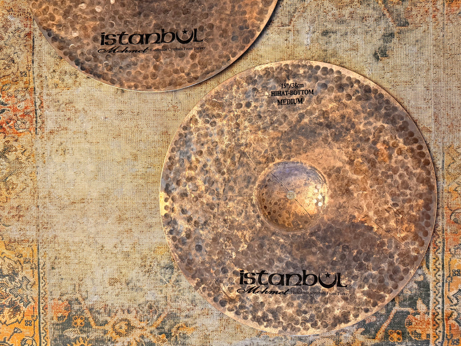 RARE Dark Raw Unlathed ISTANBUL Mehmet TURK 15” Hihats 1196 1438 g PERFECT! Deep Organic!
