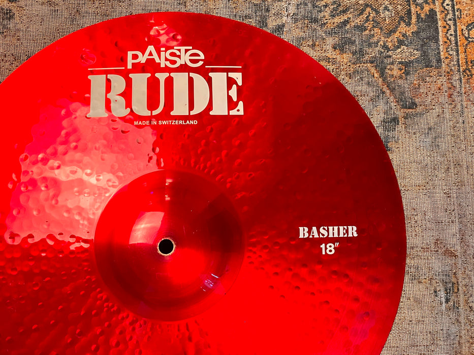 Crazy Ass CUSTOM PAISTE RED RUDE Colorsound BASHER 18” CRASH RIDE 1518 g SUPER CLEAN! Unique!