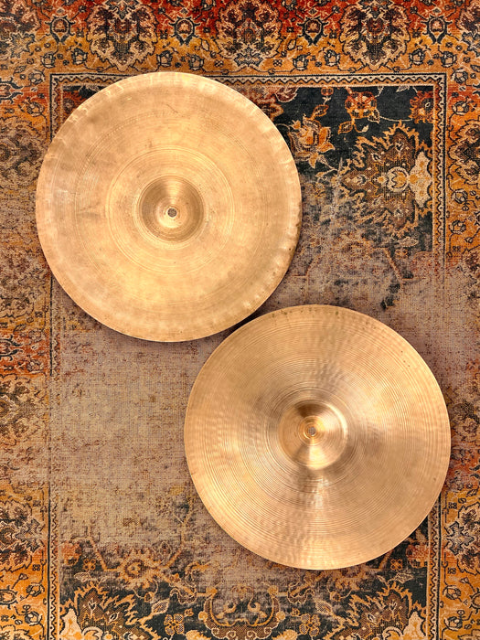 Ultra RARE THIN 1940s Vintage Zildjian FLANGE 15” Hihats 774 778 g LIGHT WHISPY! TRANS STAMPS