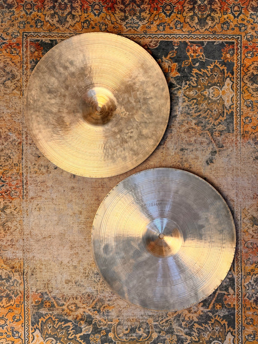 75 Yr Old Rare DARK PAPER THIN Vintage 1950s Zildjian 15” Hihats 936 998 g WARM Smooth!