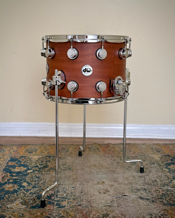 Custom DW Collector's Series BALLAD SNARE EXOTIC CHERRY SPRUCE  10” X 14” Mahogany Finish w/ Beato Case MINT