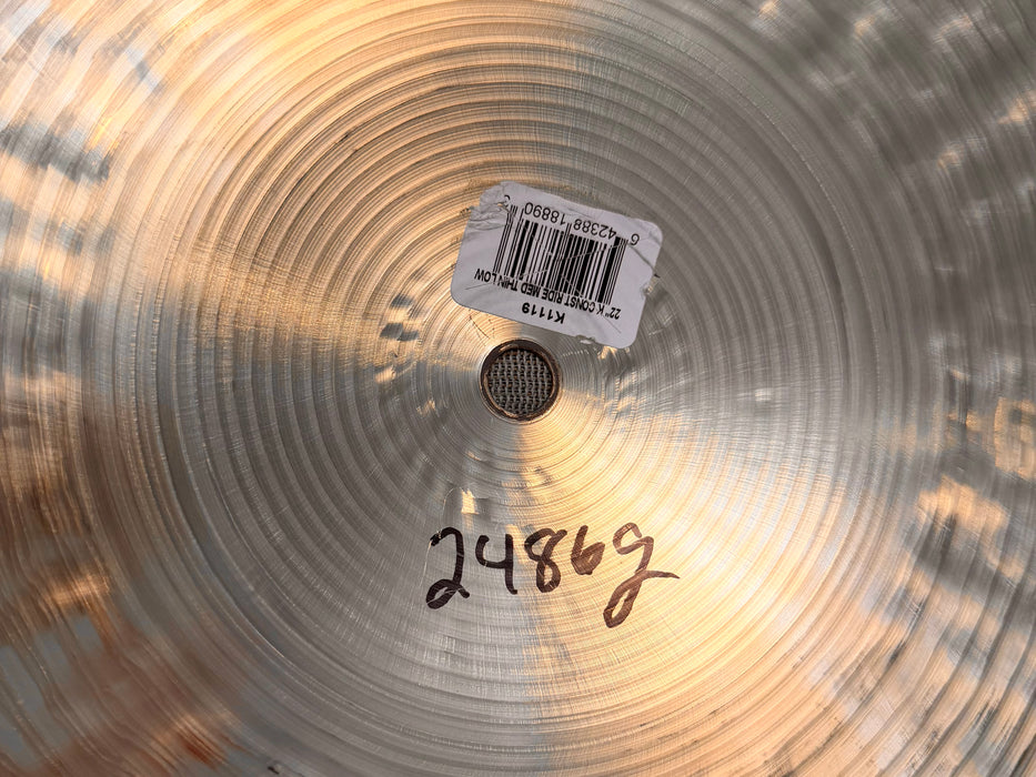 Zildjian K CONSTANTINOPLE Medium Thin LOW Ride 22” SMOKY COMPLEX Crashable! 2486 g Why Pay $800?