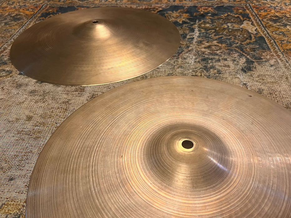 1960s Vintage Zildjian 15” EARLY NEW BEAT Hihats 1044 1498 g Light CLEAN