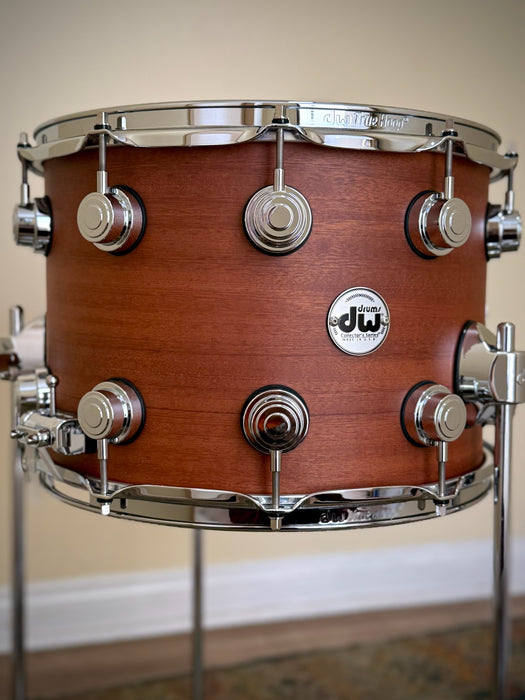 Custom DW Collector's Series BALLAD SNARE EXOTIC CHERRY SPRUCE  10” X 14” Mahogany Finish w/ Beato Case MINT