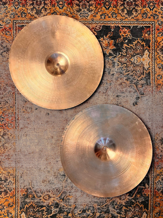 75 Yr Old Rare DARK ULTRA PAPER THIN Vintage 1950s Zildjian 15” Hihats 838 864 g WARM! Incredible