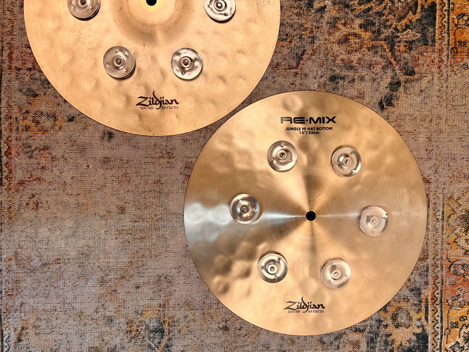 Zildjian REMIX JINGLE Hihats 13” 886 1192 g CLEAN w/ ALL 12 Factory JINGLES!  Very RARE! Amazing!
