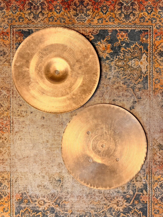 RARE DOUBLE STAMP Vintage VINNIE 1970s A & CIE Zildjian EARLY QUICK BEAT 14” Hihats 1099 1318 g BRILLIANT