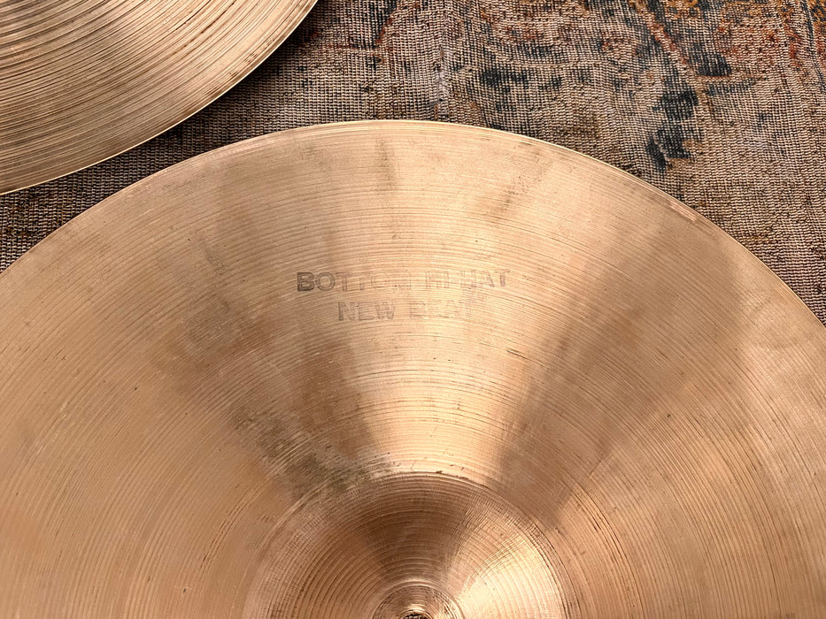 1960s Vintage Zildjian New Beat 14” HiHats 864 1352 g Factory Logo Stamp THIN LIGHT Crisp!