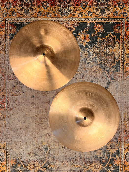 Ultra PAPER THIN EARLY 1950s Vintage Zildjian 14” Hihats 708 754 g LIGHT COMPLEX WHISPY! CLEAN