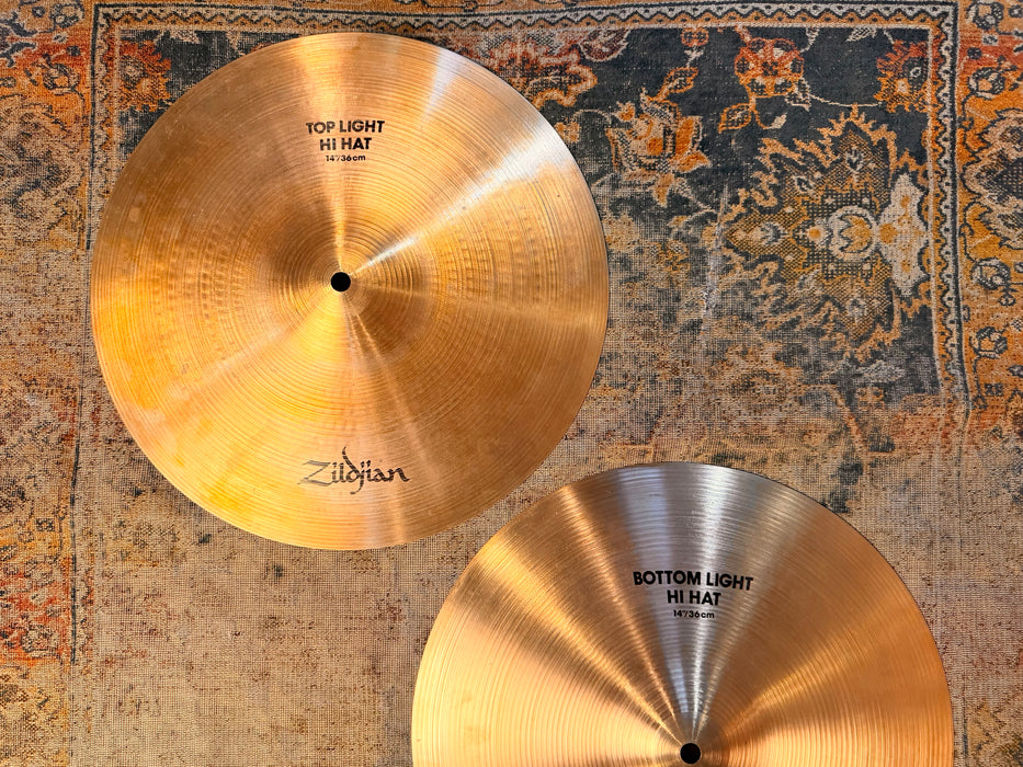 Rare FACTORY LIGHT Vintage Zildjian Thin Hihats 14” 879 892 g CLEAN! Awesome LIGHT Zildjian! Discontinued