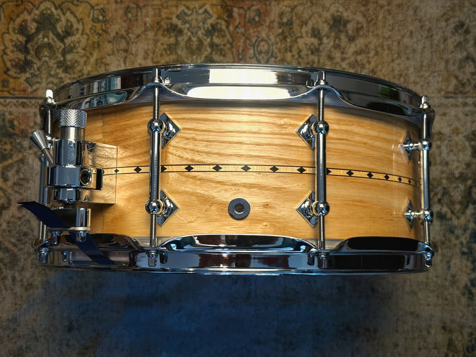 UNIQUE CRAVIOTTO Private Reserve SOLID ASH Snare Drum with Diamond Inlay! 5.5” X 14” STUNNING! Mint!