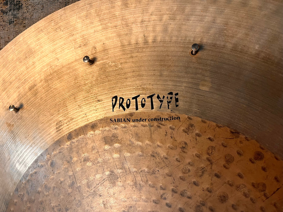 UNIQUE Sabian PROTOTYPE DUO STYLE 22” SWISH KNOCKER w ALL 14 Rivets! 1/2 Raw China! Beautiful! 2244 g