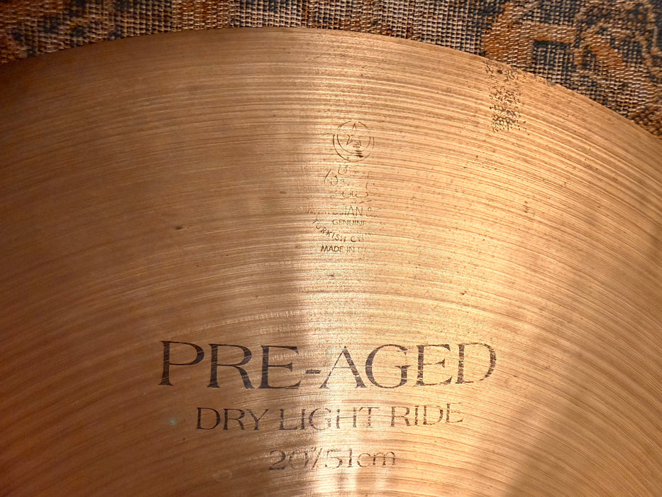 Zildjian K PRE AGED DRY LIGHT Ride 20” EARLY THINNER Model Only 2033 g CRASHABLE! Versatile