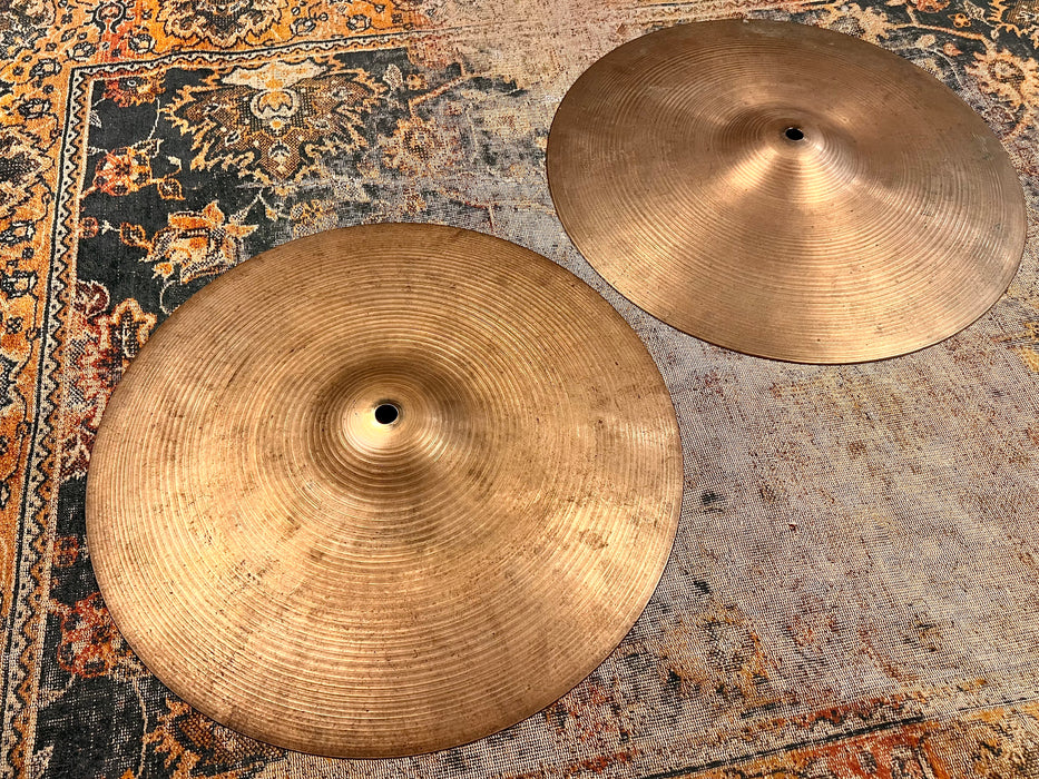 Vintage 1960s Zildjian EARLY NEW BEAT Hi Hats 14” 868 1468 g THIN TOP Very Responsive! Versatile!