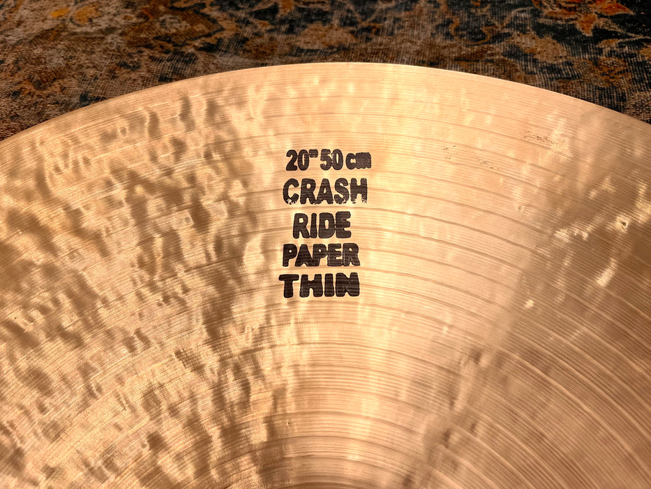 GLOWING Masterwork JAZZ MASTER 20” Paper Thin Crash Ride 1426 g MINT! Gorgeous! Responsive