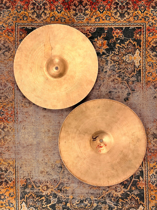Rare PAPERTHIN 1960s Vintage Zildjian 15” Hihats 976 1066 g AMAZING LIGHT DRY RINGO!