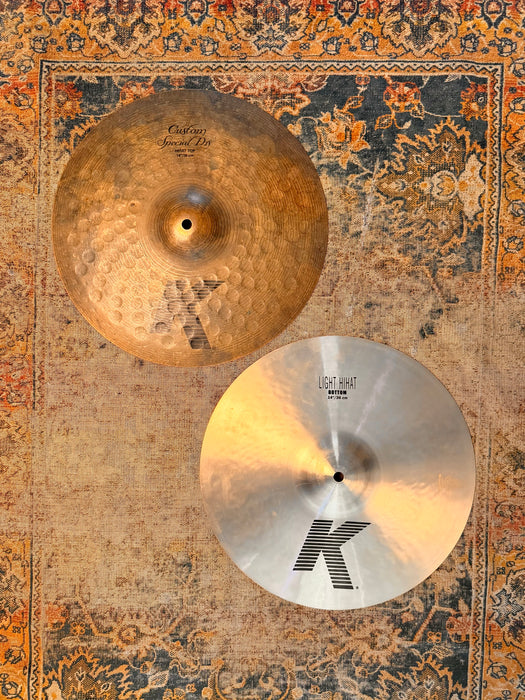 Unique ZILDIIAN COMBO Orig K CUSTOM Special Dry Over K LIGHT 14” Hihats Crisp Articulate 1117 1180 g