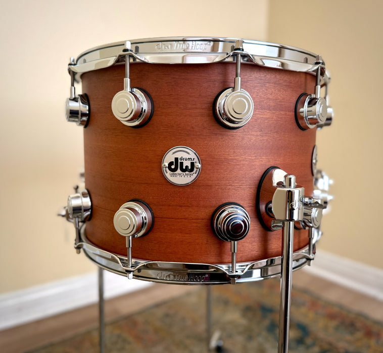 Custom DW Collector's Series BALLAD SNARE EXOTIC CHERRY SPRUCE  10” X 14” Mahogany Finish w/ Beato Case MINT
