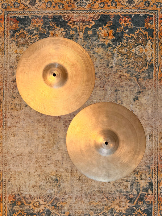 RARE Vintage 1940s Trans Stamp ZILDJIAN PAPER THIN 12” Hihats 442 464 g EXTREMELY THIN! Whispy!