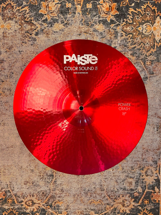 1985 Original PAISTE COLORSOUND 5 18” Power Crash VERY RED! FULL TONE! 1628 g NOT The 900