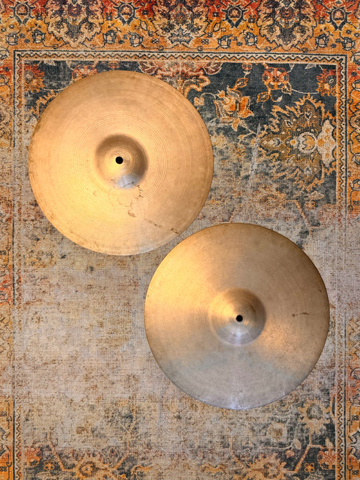 80 Yr Old 1940s VINTAGE Zildjian Paperthin TRANS STAMP Hihats 13” 556 588 g Amazing! REAL!
