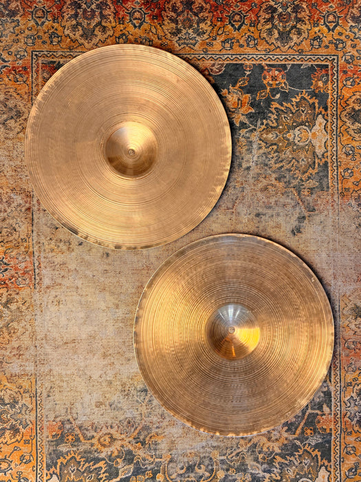 RARE 1950s Vintage Zildjian PAPER THIN 15” Hihats 948 1056 g Golden Era LIGHT COMPLEX SMOOTH