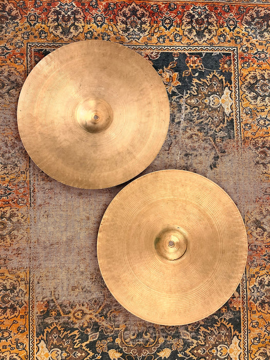 Vintage Zildjian Trans Stamp 1940s 16” Hihats 1098 1594 g Gorgeous Hand Hammered Complex MASSIVE Hats!