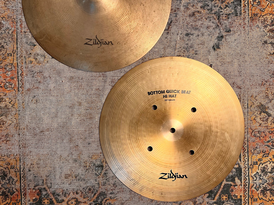 Rare Vintage ZILDJIAN 15” QUICK BEAT Hihats 1432 1728 g FAMOUS STUDIO GEMS! WHY Pay $480 For 14s