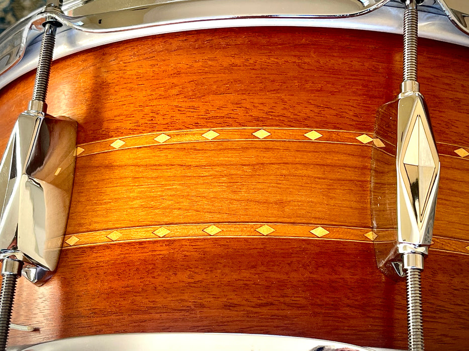 Rare 8 Lug Craviotto STACKED SOLID Mahogany Cherry Mahogany 6.5” X 14” Snare MINT