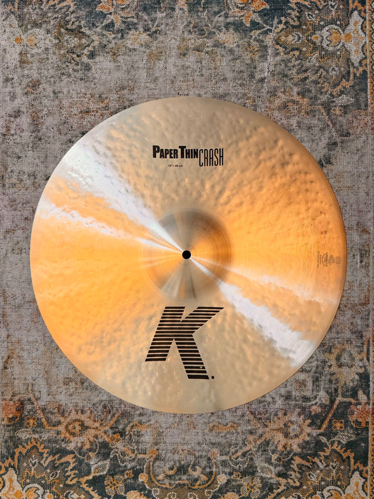 Zildjian K PAPER THIN CRASH 19” IMMACULATE Shape! Amazing Light w/SHIMMER Only 1274 g!