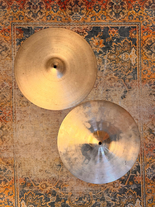 75 Yr Old Rare DARK PAPER THIN Vintage 1950s Zildjian 15” Hihats 936 998 g WARM Smooth!