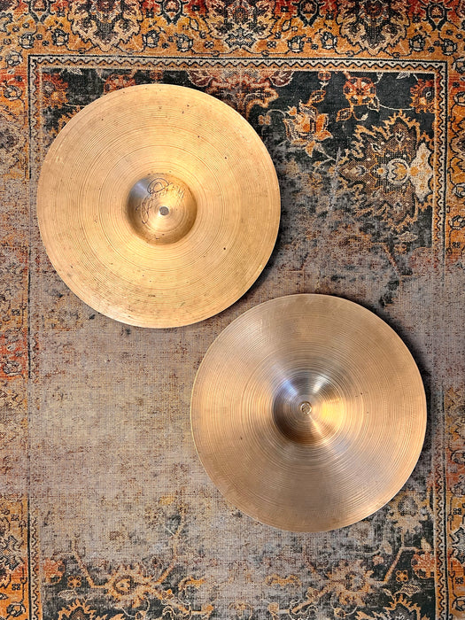90 Year Old 1930s Vintage Zildjian 13” Hihats ULTRA PAPER THIN at 446 480 g SUPER LIGHT Early Tone!