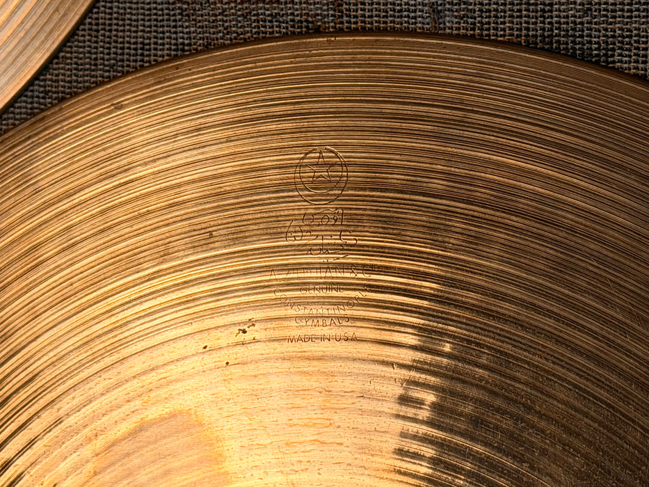 RARE DOUBLE STAMP Vintage VINNIE 1970s A & CIE Zildjian EARLY QUICK BEAT 14” Hihats 1099 1318 g BRILLIANT