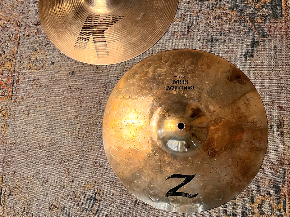 EARLY DARK Brilliant Zildjian  K/Z Combo 13” Hihats 748 1450 g SUPER CLEAN & Original 1980s Version!