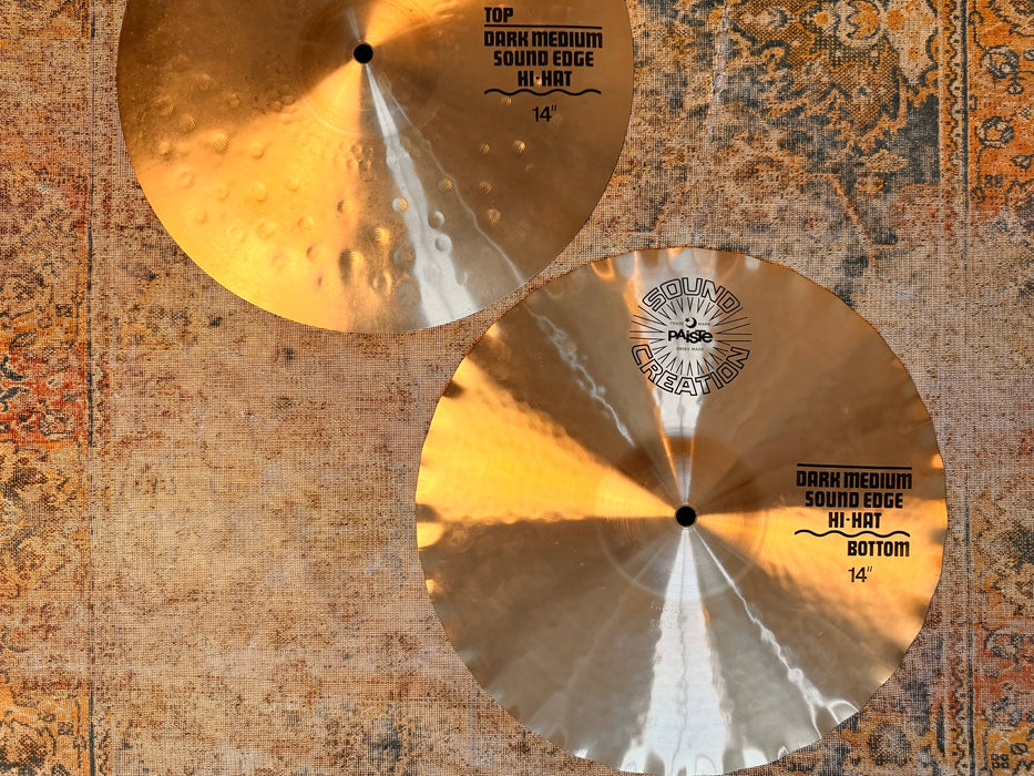 Vintage PAISTE SOUND CREATION Dark Medium SOUND EDGE Hihats 14” 972 1254 g SUPER CLEAN! Collectible