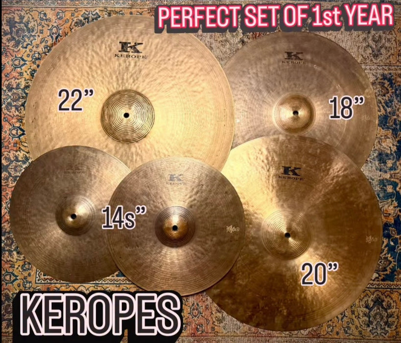 MATCHED SET Of ORIGINAL Zildjian KEROPES From 1st YEAR! 18”, 20”, 22” And 14” Hihats! Hand Selected