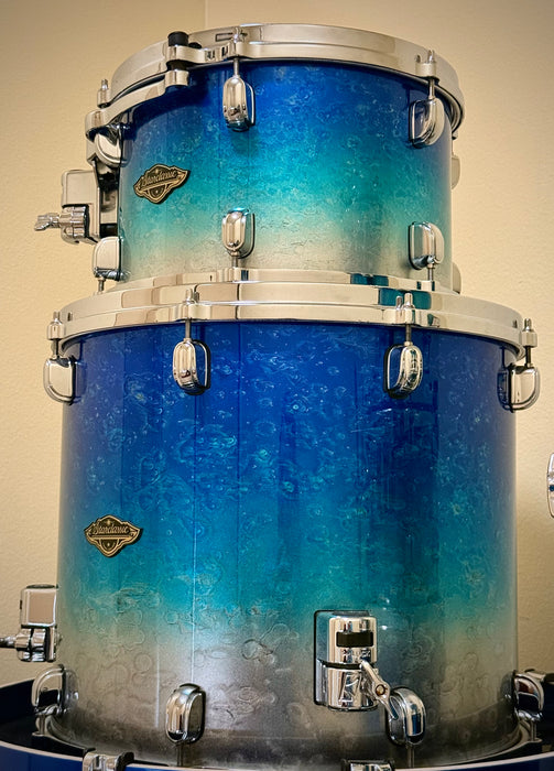 UNIQUE CUSTOM TAMA Starclassic Walnut Birch 7 Piece Drum Set in Molten Blue Ice Fade IMMACULATE