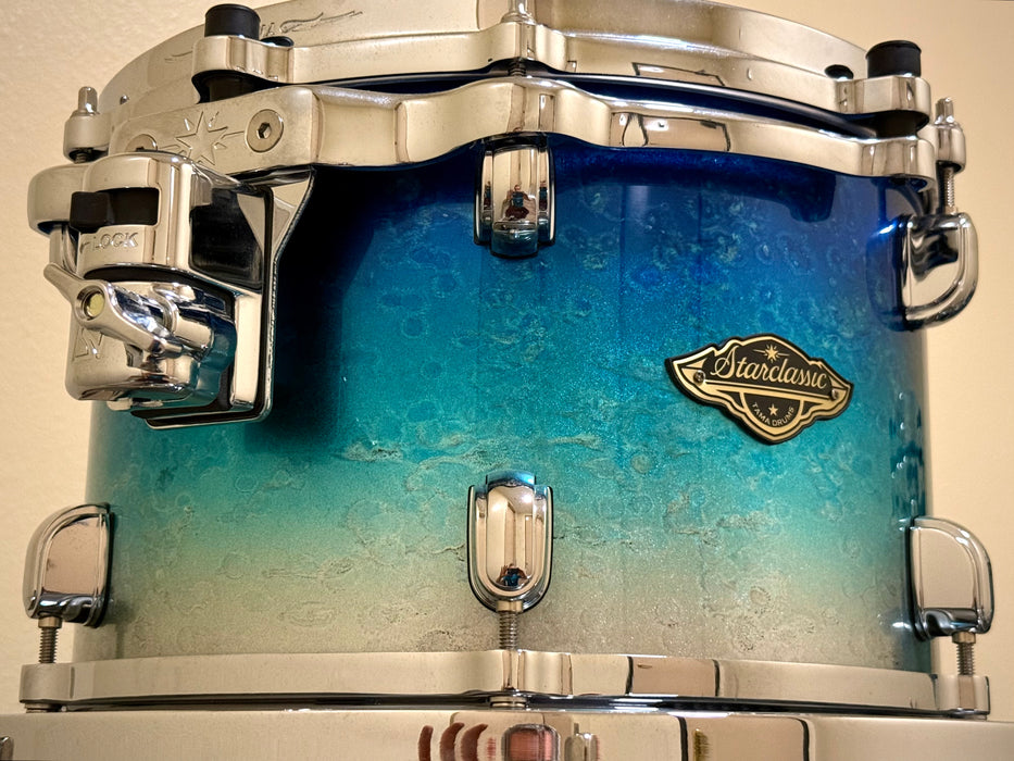 UNIQUE CUSTOM TAMA Starclassic Walnut Birch 7 Piece Drum Set in Molten Blue Ice Fade IMMACULATE