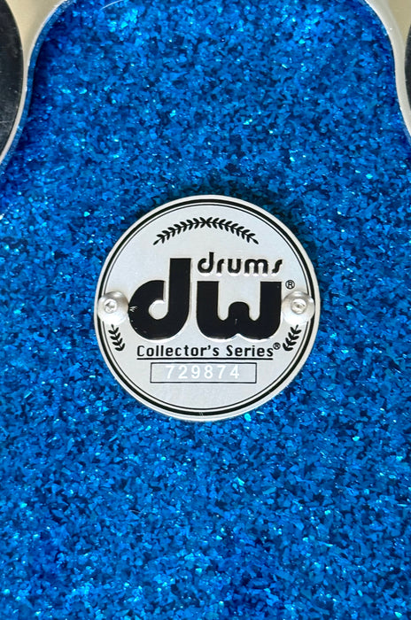 Custom DW Collector's Series SANTA MONICA Drum Set 10", 12", 13", 16", 18", 22", 10" Concert BLUE GLASS GLITTER Finish