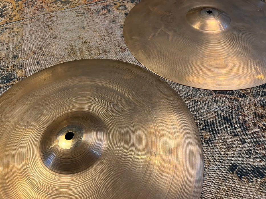 Ultra THIN RARE 1940s Vintage Zildjian Trans Stamp 15” Hihats 828 834 g Golden Era