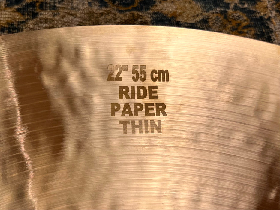 THIN Deep Hammered Masterwork 22” PAPER THIN CRASH RIDE 1912 g Light Complex
