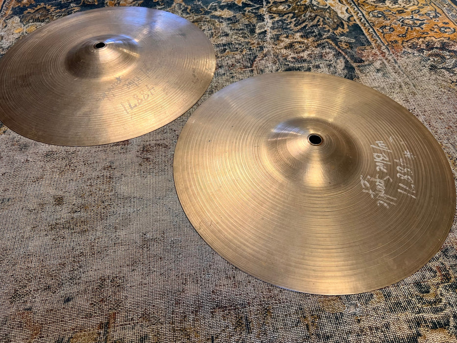 RARE 1950s Vintage ZILDJIAN Paperthin 12” Hihats 496 522 g CLEAN Hand Hammered