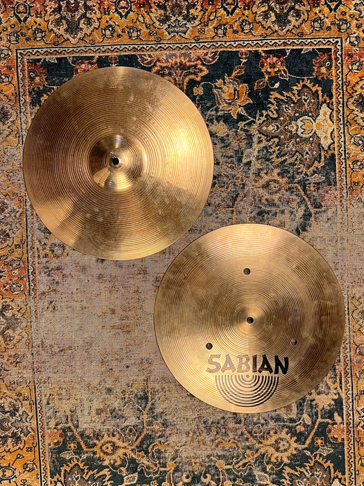 RARE ULTRA CRISP Vintage Sabian 14” FLAT Hihats 1132 1410 G Super CLEAN