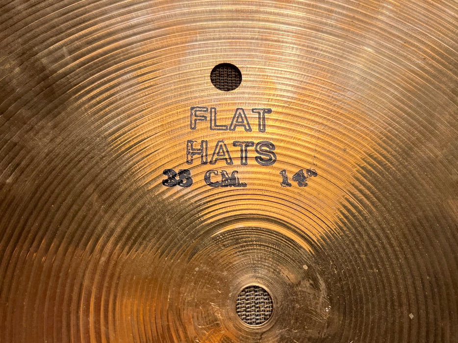 RARE ULTRA CRISP Vintage Sabian 14” FLAT Hihats 1132 1410 G Super CLEAN