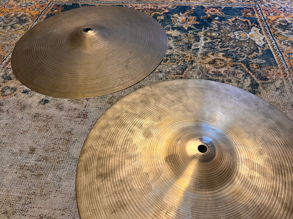 THIN DRY Vintage Zildjian New Beat 14” Hi Hats 849 1234 g Factory Logo Stamp