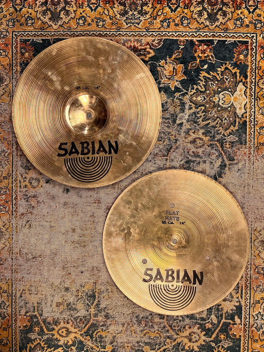 RARE ULTRA CRISP Vintage Sabian 14” FLAT Hihats 1132 1410 G Super CLEAN